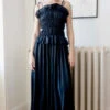 CRINKLE DRESS BLACK -Fashion Clothing Store crinkle maxi black satin dress oh seven days pipe and row