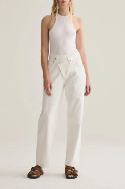 AGOLDE CRISS CROSS JEAN PASTE -Fashion Clothing Store crisscrossdenimjeanspasteoffwhiteagolde pipeandrow