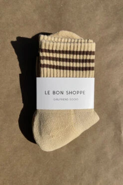 GIRLFRIEND SOCKS DAISY -Fashion Clothing Store daisy vintage cream brown girlfriend socks le bon shoppe pipe and row