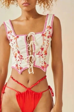 DULCINEA CORSET -Fashion Clothing Store dulcinea corset white top embroidered tach Pipe and row