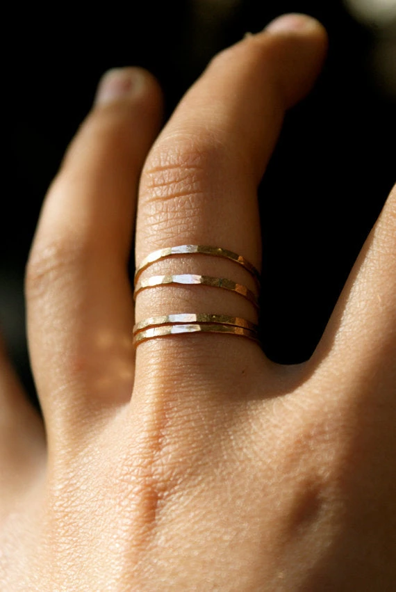 HAMMERED MEDIUM STACKING RING - Image 4