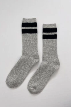 GRANDPA VARSITY SOCKS -Fashion Clothing Store herversitysockscashmerewoolgreynavylebonshoppe pipeandrow