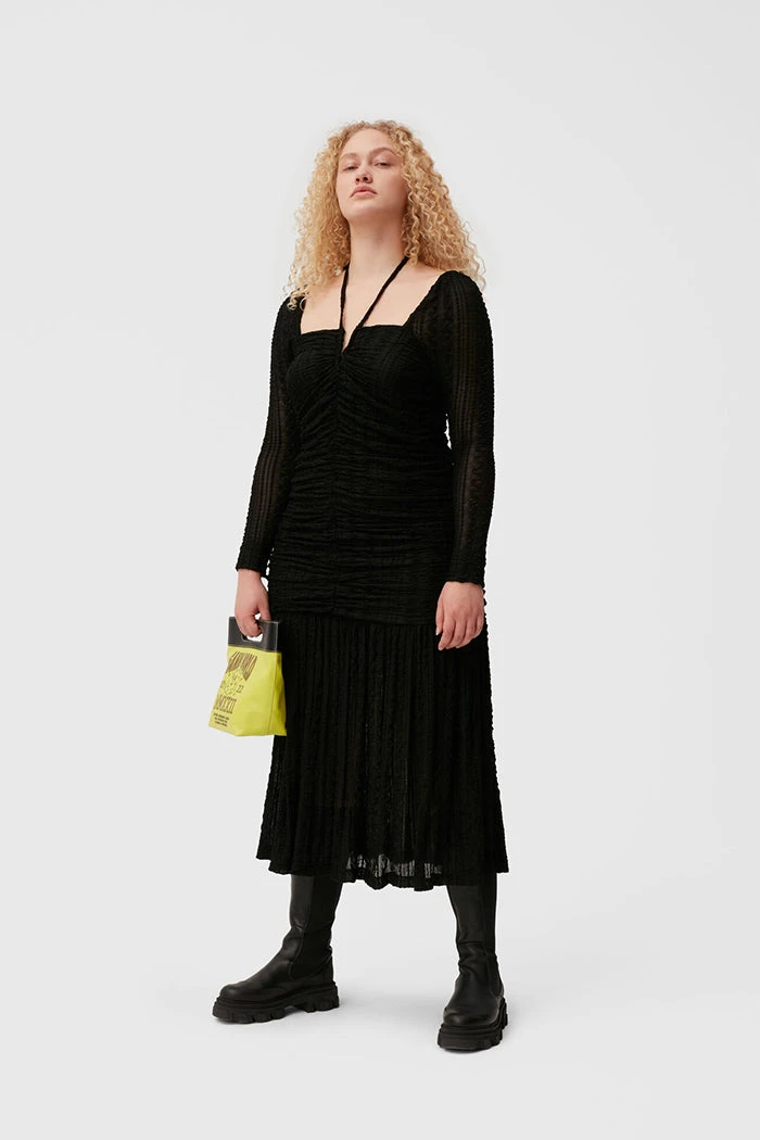 Ganni STRETCH LACE GATHERING MIDI DRESS 10 Ganni STRETCH LACE GATHERING MIDI DRESS - Image 8