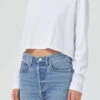 AGOLDE MASON CROPPED LONG SLEEVE -Fashion Clothing Store mason crop tee white long sleeeve tshirt agolde pipe and row
