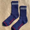 BOYFRIEND SOCKS NAVY -Fashion Clothing Store navy blue stripe socks boyfriend le bon shoppe pipe and row