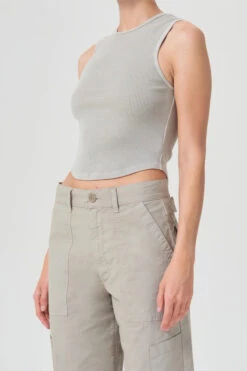 AGOLDE NOVA TANK RICE PAPER -Fashion Clothing Store nova tank rib crop rice paper agolde pipe and row