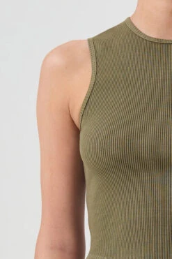 AGOLDE NOVA TANK UNIFORM GREEN -Fashion Clothing Store nova tank top rib crop uniform green agolde pipe and row