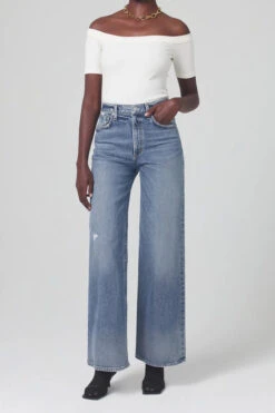 CITIZENS OF HUMANITY PALOMA BAGGY JEAN ASCENT -Fashion Clothing Store paloma ascent blue baggy wide leg jean pipe and row