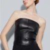 REFLECTION LEATHER TOP -Fashion Clothing Store reflection leather top black oval square Pipe and Row