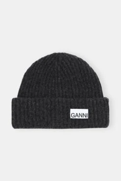 Ganni STRUCTURED RIB BEANIE PHANTOM