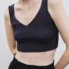 RIBBED KNIT V-NECK CROP TOP