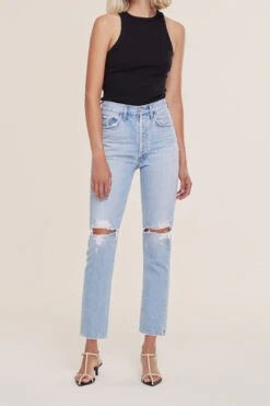 AGOLDE RILEY HI RISE CROP CLEAR SKIES