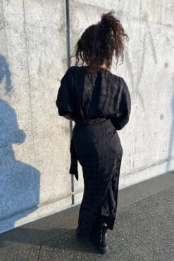 SAMI DRESS BLACK XS -Fashion Clothing Store samidressmidiblackwrapcallahan PipeandRow