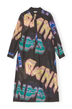 Ganni SHEER VOILE SHIRT DRESS -Fashion Clothing Store sheer voile button up ganni dress maxi midi pipe and row