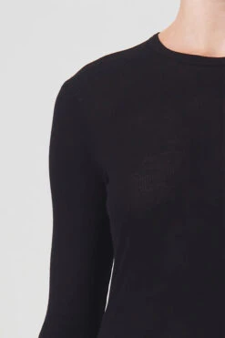 AGOLDE SHONA LONG SLEEVE -Fashion Clothing Store shona black sheer ribbed long sleeeve tshirt agolde pipe and row