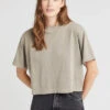 RELAXED SHORT SLEEVE CROP TEE WARM GREY