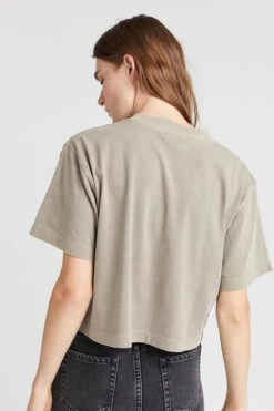 RELAXED SHORT SLEEVE CROP TEE WARM GREY -Fashion Clothing Store short sleeve relaxed crop top tee warm grey richer poorer pipe and row