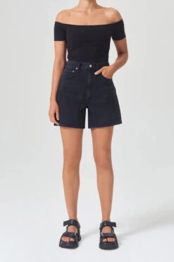 AGOLDE STELLA SHORT BAT -Fashion Clothing Store stella short bat washed black finished hem Pipe and Row