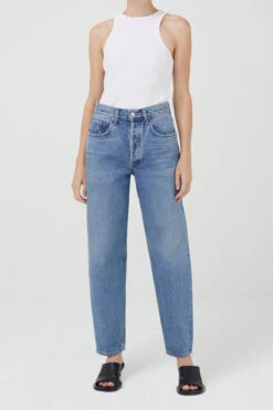 AGOLDE TAPERED BAGGY JEANS PASSENGER -Fashion Clothing Store tapered baggy jeans passenger medium blue agolde pipe and row