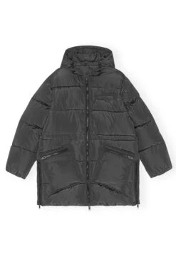 Ganni TECH PUFFER OVERSIZED MIDI JACKET -Fashion Clothing Store tech puffer midi jacket black ganni pipe and rpw