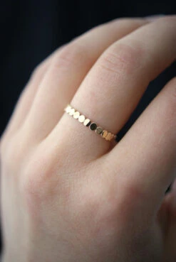 THICK BEAD STACKING RING -Fashion Clothing Store thick bead stacking ring gold hannah naomi pipe and row