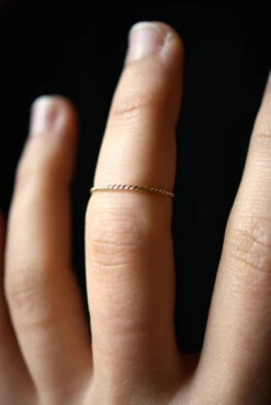 TWISTED THIN STACKING RING -Fashion Clothing Store twisted stacking ring 14k gold pipe and row
