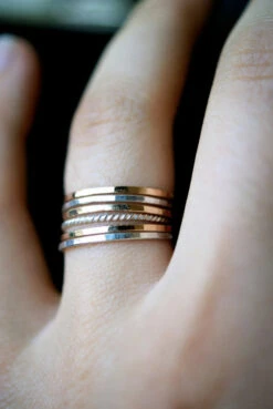 TWISTED THIN STACKING RING -Fashion Clothing Store twisted stacking ring sterling silver pipe and row