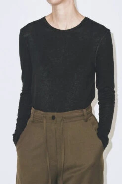 WOOL TENCEL CREW NECK TOP
