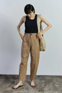 CROPPED WORKWEAR TROUSERS -Fashion Clothing Store workwear trousers cargo pants tan camel mijeong park pipe and row