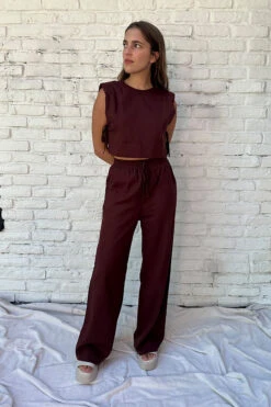 YOSHI TROUSER -Fashion Clothing Store yoshiNara linen tank top cocoa Pipe and Row